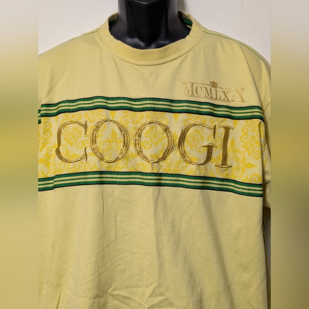 Men's Y2K Coogi Big Logo Pale Yellow Steetwear T Shirt Size XXL - Picture 6 of 12